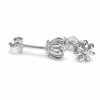 Real Solid 925 Sterling Silver Crown Shape Push-Back Earrings CZ