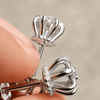Real Solid 925 Sterling Silver Crown Shape Push-Back Earrings CZ