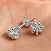 Real Solid 925 Sterling Silver Crown Shape Push-Back Earrings CZ