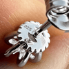 Real Solid 925 Sterling Silver Crown Shape Push-Back Earrings CZ
