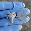 Real Solid 925 Sterling Silver Goat Head Ring Iced Flooded Out