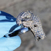 Real Solid 925 Sterling Silver Goat Head Ring Iced Flooded Out