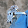 Real Solid 925 Sterling Silver Goat Head Ring Iced Flooded Out