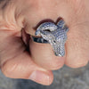 Real Solid 925 Sterling Silver Goat Head Ring Iced Flooded Out