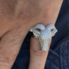 Real Solid 925 Sterling Silver Goat Head Ring Iced Flooded Out