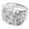 Real Solid 925 Sterling Silver Iced CZ Bling Out Nugget Brutalist Ring