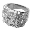 Real Solid 925 Sterling Silver Iced CZ Flooded Out Nugget Ring