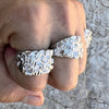 Real Solid 925 Sterling Silver Iced CZ Flooded Out Nugget Ring