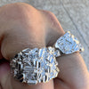 Real Solid 925 Sterling Silver Iced CZ Nugget Ring