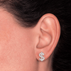 Real Solid 925 Sterling Silver Iced $ Dollar Sign Earrings