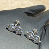 Real Solid 925 Sterling Silver Iced $ Dollar Sign Earrings