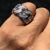 Real Solid 925 Sterling Silver Iced Flooded Out CZ Cuban Ring