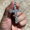 Real Solid 925 Sterling Silver Large Nugget Cross Hip Hop Pendant