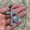 Real Solid 925 Sterling Silver Large Nugget Cross Hip Hop Pendant