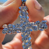 Real Solid 925 Sterling Silver Large Nugget Cross Hip Hop Pendant