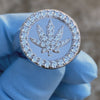 Real Solid 925 Sterling Silver Marijuana Weed Leaf Iced Ring