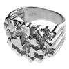 Real Solid 925 Sterling Silver Nugget Design Ring