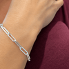 Real Solid 925 Sterling Silver Paperclip Paper Clip Bracelet 6.5"-7.5" 4MM