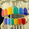 Real Solid 925 Sterling Silver Rainbow Hip Hop Rapper Grillz Set