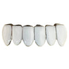 Real Solid 925 Sterling Silver White Enamel Bottom Six Teeth Grillz