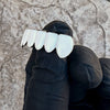 Real Solid 925 Sterling Silver White Enamel Bottom Six Teeth Grillz