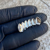 Real Solid 925 Sterling Silver White Enamel Bottom Six Teeth Grillz