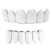 Real Solid 925 Sterling Silver White Enamel Top and Bottom Teeth Grillz Set