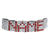 Red Letters Personalized Iced Flooded Out Teeth Custom Name Grillz