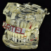 Red Letters Personalized Iced Flooded Out Teeth Custom Name Grillz