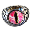 Red Reptile Eye Ring Snake Dinosaur Dragon Cat Lizard Stainless Steel