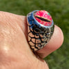 Red Reptile Eye Ring Snake Dinosaur Dragon Cat Lizard Stainless Steel