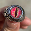 Red Reptile Eye Ring Snake Dinosaur Dragon Cat Lizard Stainless Steel