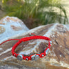 Red St Benedict Hamsa Hand Elephant Four-Leaf Clover Good Luck Bracelet