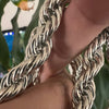 Rope Chain Retro Hip Hop Necklace Silver Tone 26" x 10MM Thick