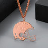 Rose Gold / 16" Football Helmet Custom Name Letters Pendant Personalized Chain Necklace