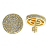 Round 19MM Gold Finish Screw Back Bling Earrings