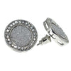 Round Circle Glitter Silver Tone Earrings 18MM