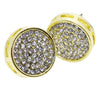 Round Circle Iced Flooded Out Micro Pave Gold Finish Earrings 15MM