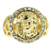 Round Jesus Face Gold Finish Iced Hip Hop Ring