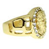 Round Jesus Face Gold Finish Iced Hip Hop Ring