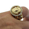 Round Jesus Face Gold Finish Iced Hip Hop Ring