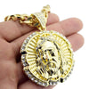 Round Jesus Medallion Gold Finish Chunky Cuban Chain Necklace 30"