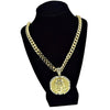 Round Jesus Medallion Gold Finish Chunky Cuban Chain Necklace 30"