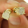Round Prong CZ Screw Back Gold Finish Earrings 8MM