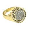 Round Sand Blast Gold Finish Hip Hop Ring