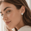 Round Silver Tone Iced Micro Pave Earrings 15MM