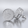 Round Silver Tone Iced Micro Pave Earrings 15MM