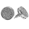 Round Silver Tone Iced Pave Earrings 15MM