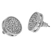 Round Silver Tone Iced Pave Earrings 15MM