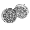 Round Silver Tone Iced Pave Earrings 15MM